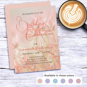 Pastel Orange Floral Background Birthday Party Invitation