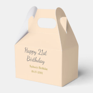 Pastel orange gray happy 21st birthday name date favour box