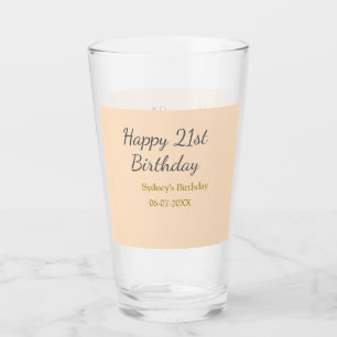 Pastel orange gray happy 21st birthday name date glass