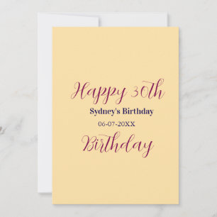 Pastel orange happy 30th birthday name date purple invitation