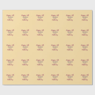Pastel orange happy 30th birthday name date purple wrapping paper