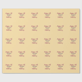 Pastel orange happy 30th birthday name date purple wrapping paper
