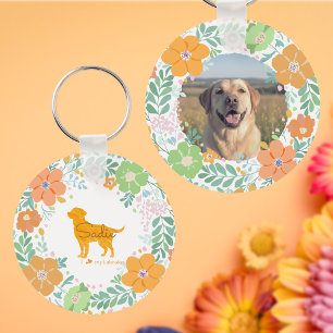Pastel Orange Labrador Retriever Custom Photo Key Ring