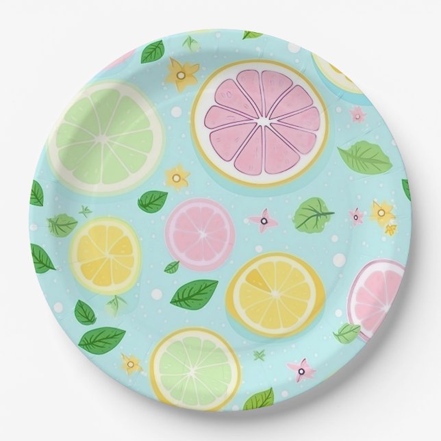 Pastel Orange Pattern Paper Plate (Front)