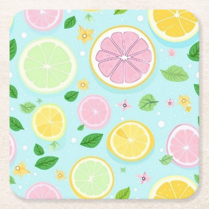 Pastel Orange Pattern Square Paper Coaster