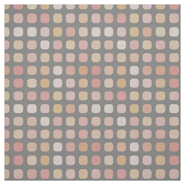 Pastel Orange Pink Round Square Art Pattern Fabric (Swatch)
