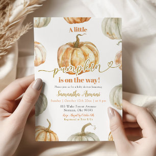 Pastel Orange Pumpkin Gender Neutral Baby Shower Invitation