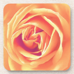 Pastel orange rose print coaster