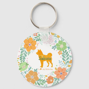 Pastel Orange Shiba Inu Custom Name & Photo Key Ring