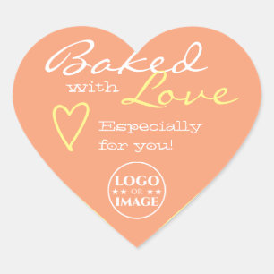 Pastel Orange Simple Made Love Heart Logo Cute Sticker