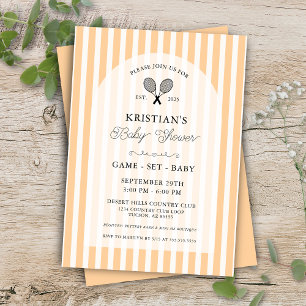 Pastel Orange Tennis Country Club Baby Shower Invitation
