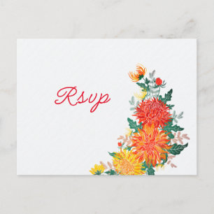 Pastel Orange Yellow Spring Dahlia Flowers Wedding Postcard