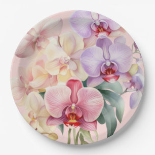 Pastel Orchids Elegant Wedding Paper Plate