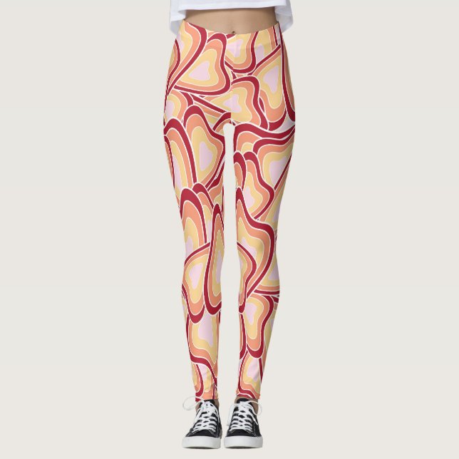 Pastel Organic Hearts Shapes Leggings (Front)