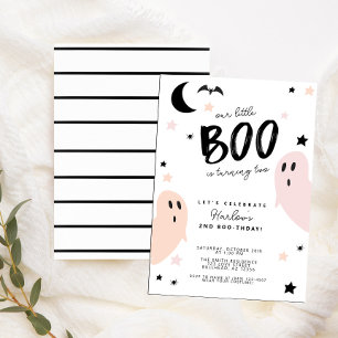 Pastel Our Little Boo Ghost Halloween Birthday  Invitation
