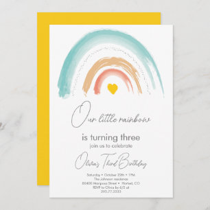 Pastel Our Little Rainbow Birthday Party Invitation