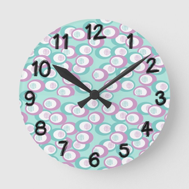 Pastel Ovals  Round Clock (Front)