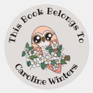 Pastel Owl Book Label