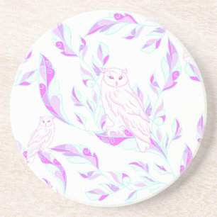 Pastel Owl Botanical Coaster