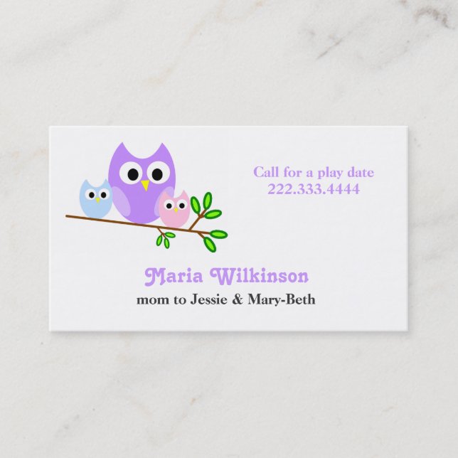 Pastel Owls Mummy Card (Front)