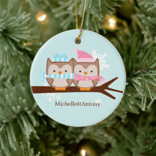 Pastel Owls Ornaments