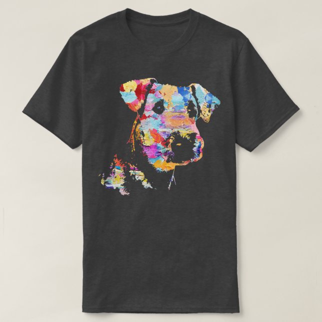 Pastel Paint Airedale Terrier Portrait  T-Shirt (Design Front)