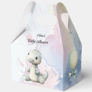 Pastel Paint Splash Adorable Dinosaur Baby Shower Favour Box