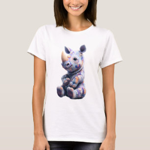 Pastel Paint Splatter Baby Rhino Women T-Shirt