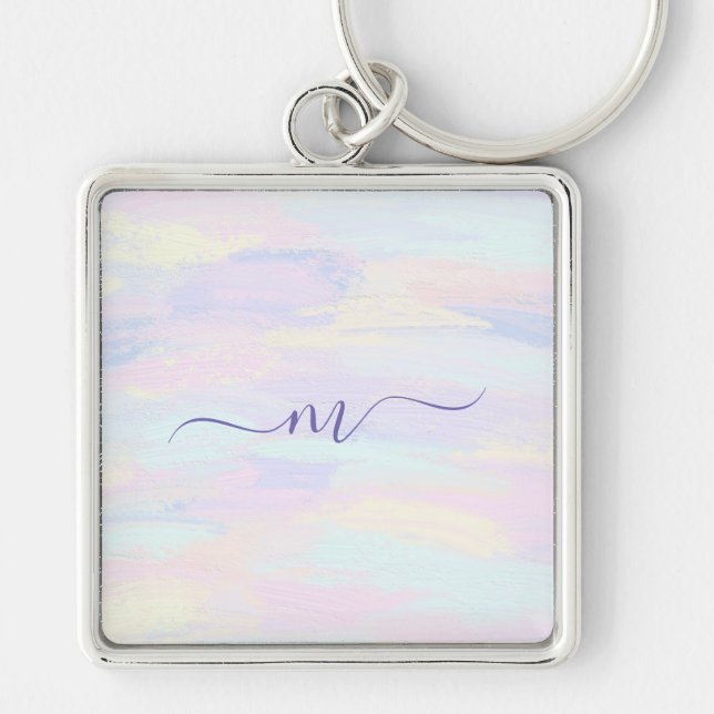 Pastel Paint Strokes Key Ring (Front)