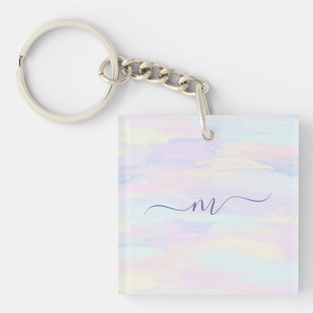 Pastel Paint Strokes Key Ring (Front)