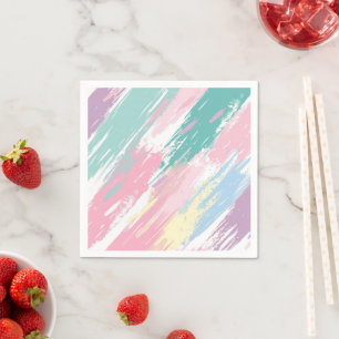 Pastel Paint Strokes Pattern Napkin