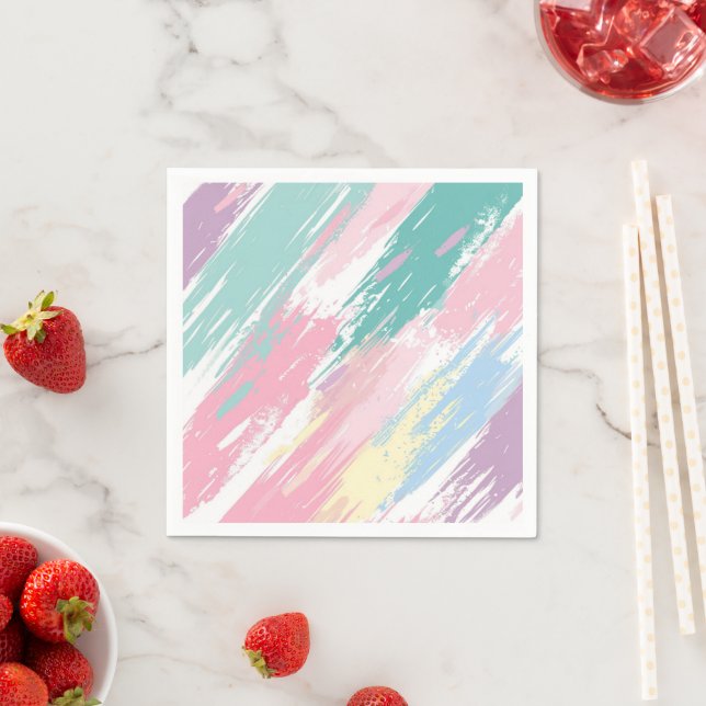 Pastel Paint Strokes Pattern Napkin (Insitu)