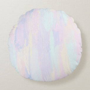 Pastel Paint Strokes Round Cushion