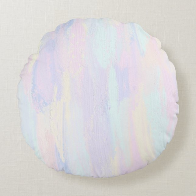 Pastel Paint Strokes Round Cushion (Front)