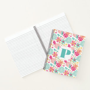 Pastel Painted Floral Monogram Spiral Notebook