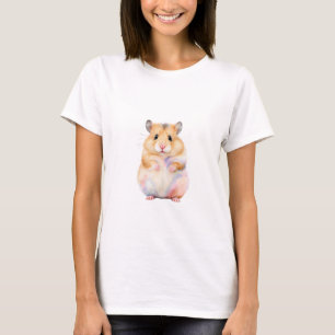 Pastel Painted Fluffy Hamster Portrait Women T-Shirt
