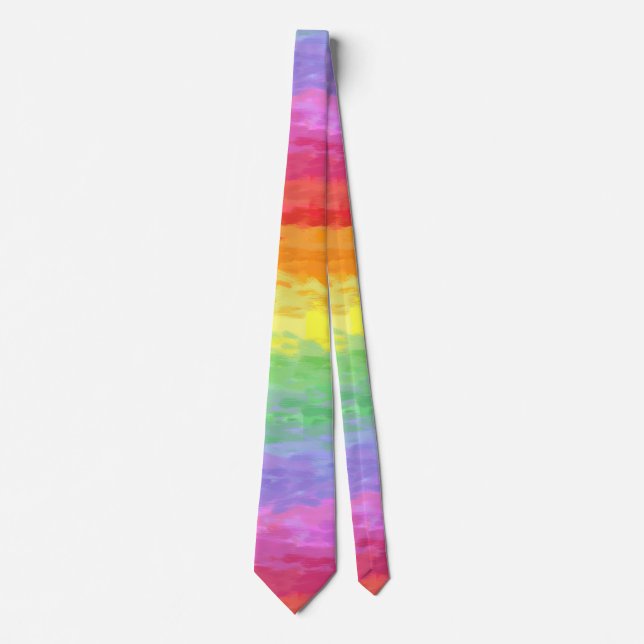 Pastel Painterly Impressionist Rainbow Sparkle Tie (Front)