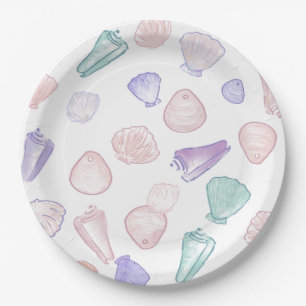 Pastel Painterly Seashell Under the Sea Party Paper Plate