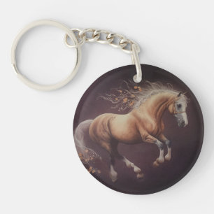 Pastel Painting Of A Running Horse                 Key Ring