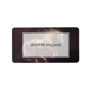 Pastel Painting Of A Running Horse                 Label