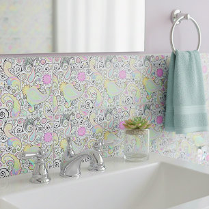 Pastel paisley ceramic tile