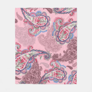 Pastel paisley, traditional ethnic seamless patter fleece blanket
