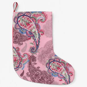 Pastel paisley, traditional ethnic seamless patter small christmas stocking