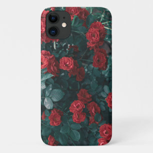 Pastel Pale Green Red Roses Flowers iPhone 11 Case