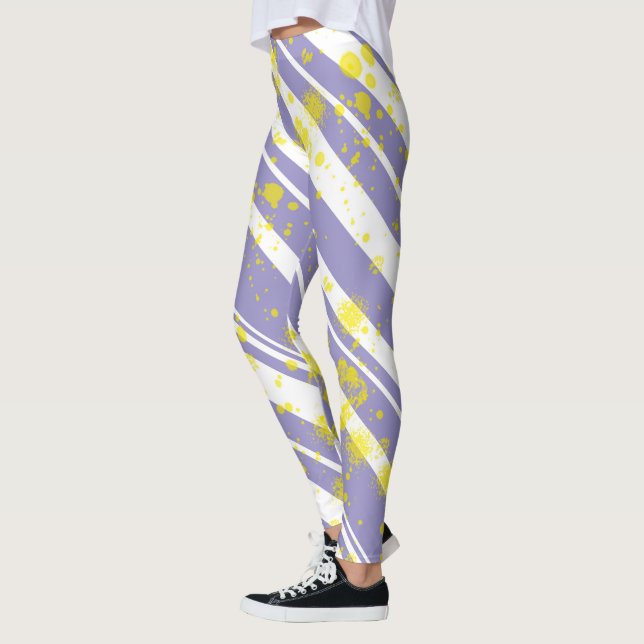 Pastel Pale Lavender Purple Abstract Art  Leggings (Left)