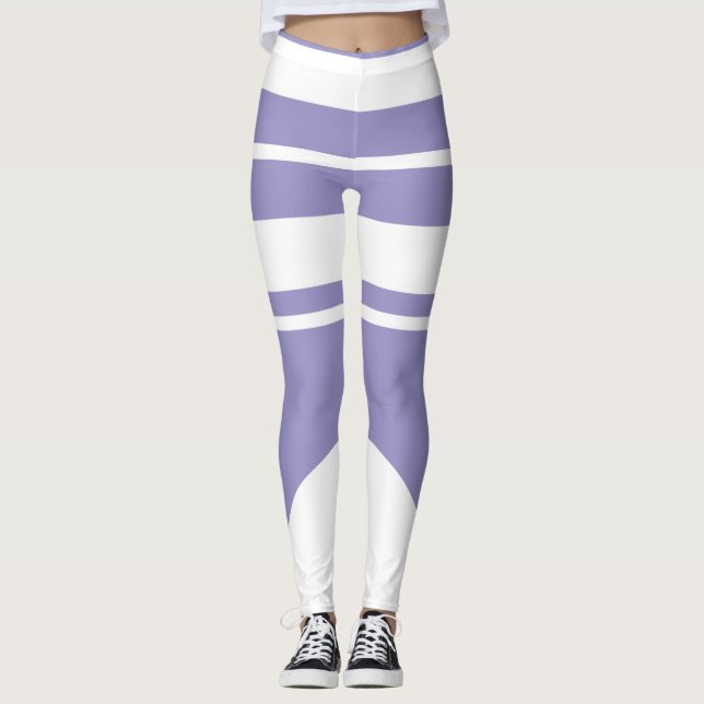 Pastel Pale Lavender Purple Abstract Art Lines Leggings (Front)