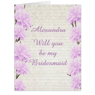 Pastel pale lilac floral will you be my bridesmaid