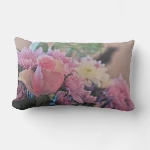 Pastel Pale Pink Purple Rose Flowers Cushion