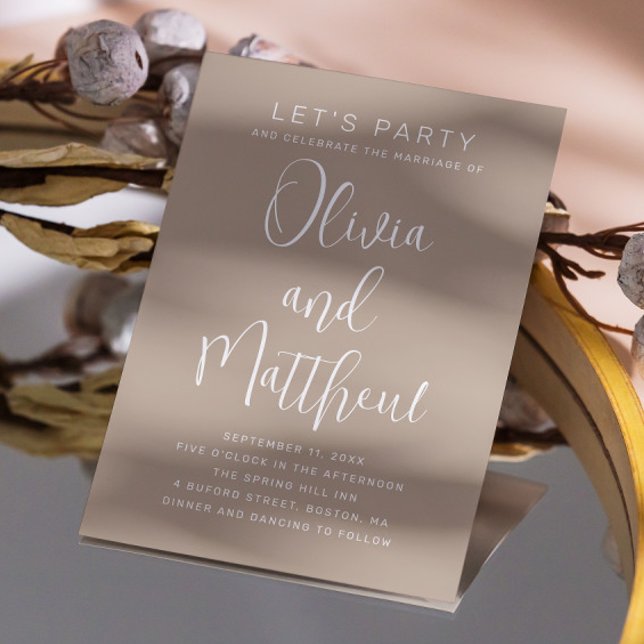 Pastel pale taupe typography script wedding + QR Invitation (Creator Uploaded)