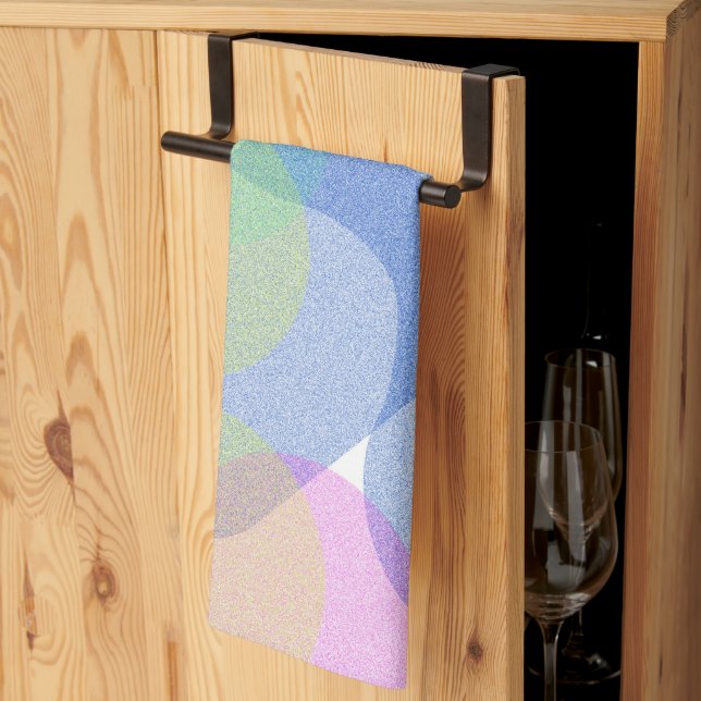 Pastel Pale Turquoise Abstract Art Circles Tea Towel (Thirds Fold)